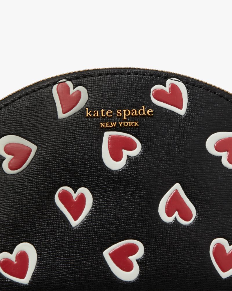 Kate Spade,モーガン ステンシル ハート スモール ドーム コスメティック ケース,ポーチ,ブラックマルチ