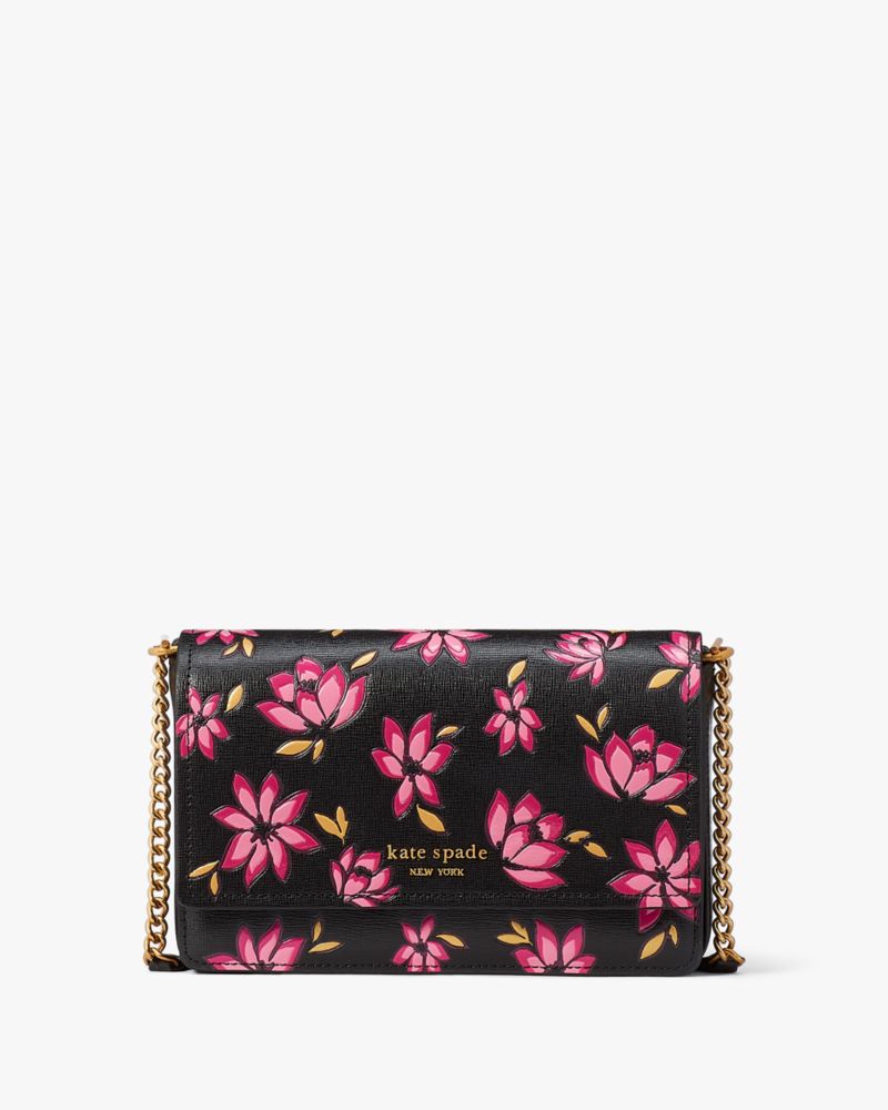 Kate Spade,Morgan Winter Blooms Embossed Flap Chain Wallet,