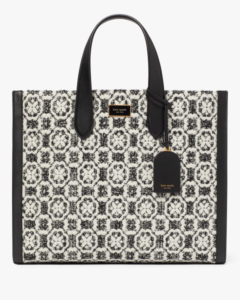 Manhattan Spade Flower Monogram Tweed Large Tote | Kate Spade New York