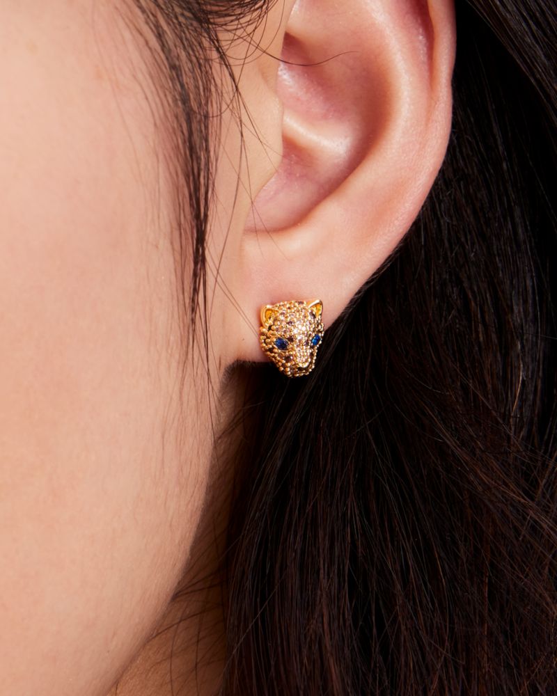 Kate Spade,Winter Carnival Pavé Leopard Studs,Neutral Multi