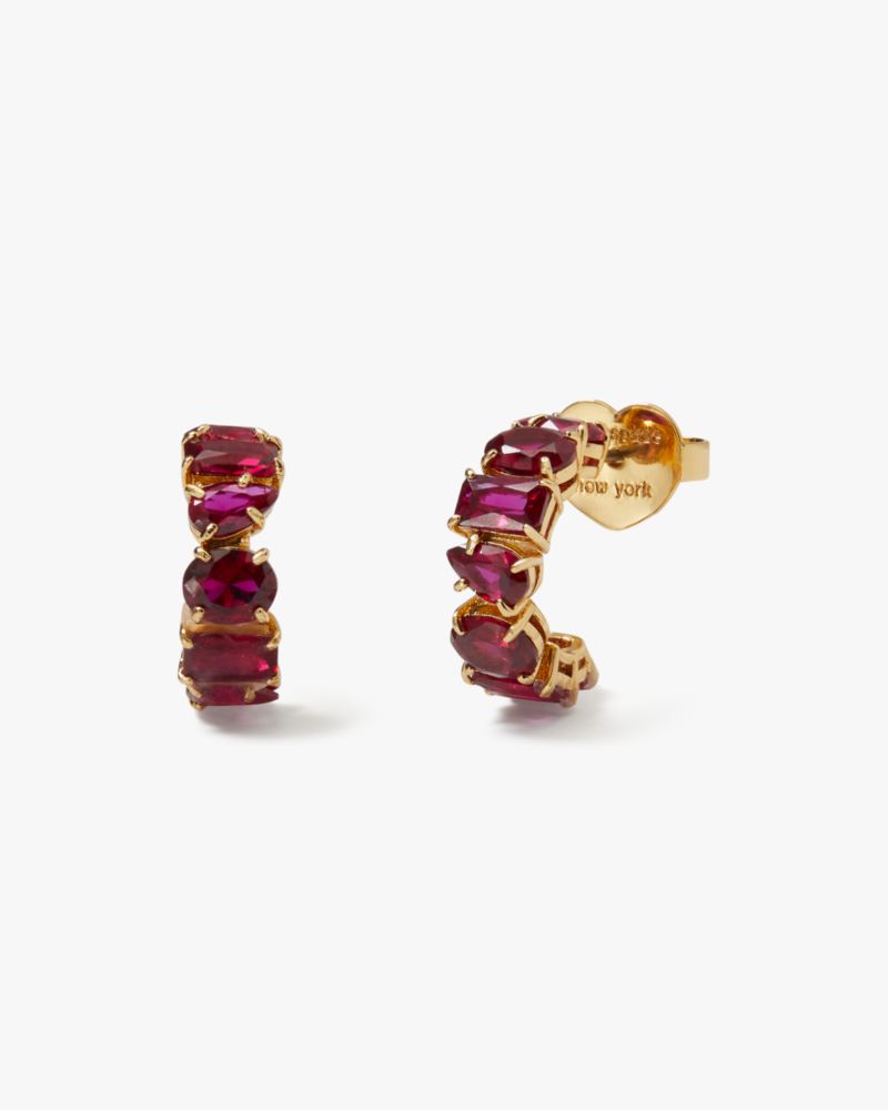 Kate Spade,Candy Shop Small Stone Hoops,Ruby