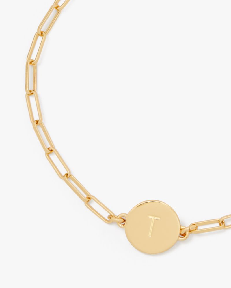 Kate Spade,Initial Chain Bracelet,Cubic Zirconia,Disc,Initials Embellishment,Gold Plated,Yellow Gold Plated,Casual,