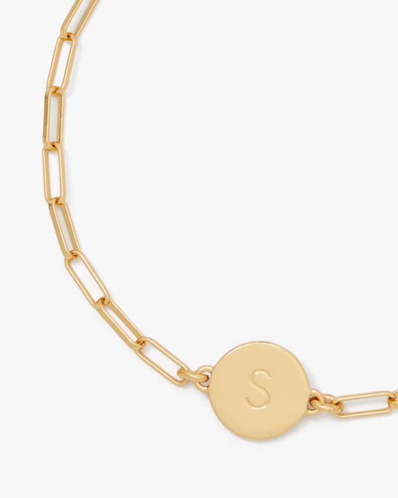 Kate Spade,Initial Chain Bracelet,Cubic Zirconia,Disc,Initials Embellishment,Gold Plated,Yellow Gold Plated,Casual,