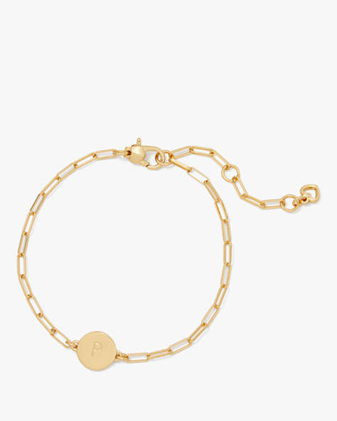 Kate Spade,P Initial Chain Bracelet,Gold