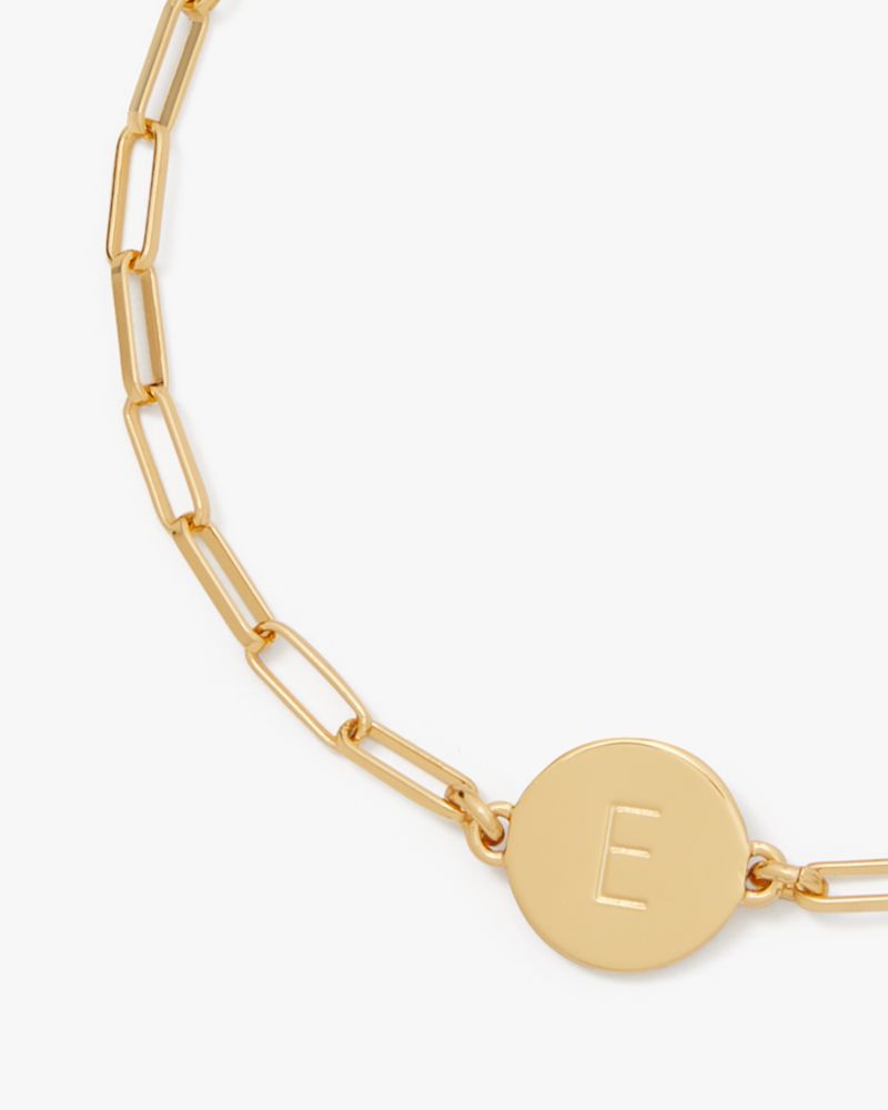 Kate Spade,Initial Chain Bracelet,Cubic Zirconia,Disc,Initials Embellishment,Gold Plated,Yellow Gold Plated,Casual,