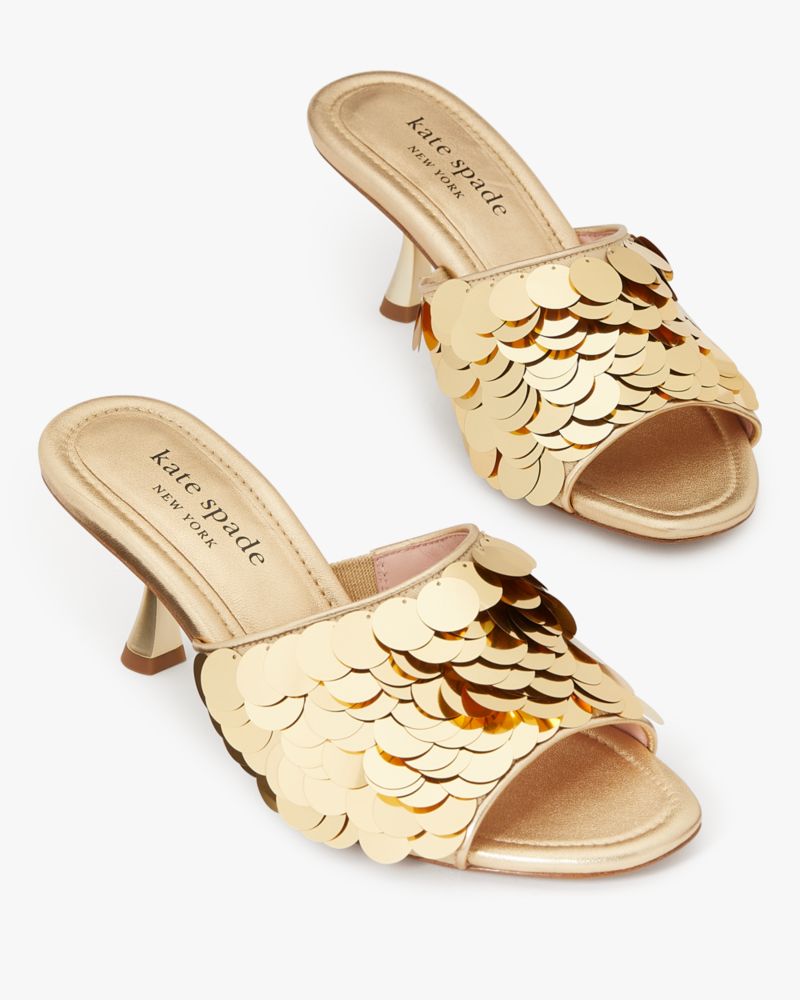 Kate Spade,Malibu Sequin Sandals,Twill,Lining Leather,Cotton,Slides,Sequin,Embellished,Party,