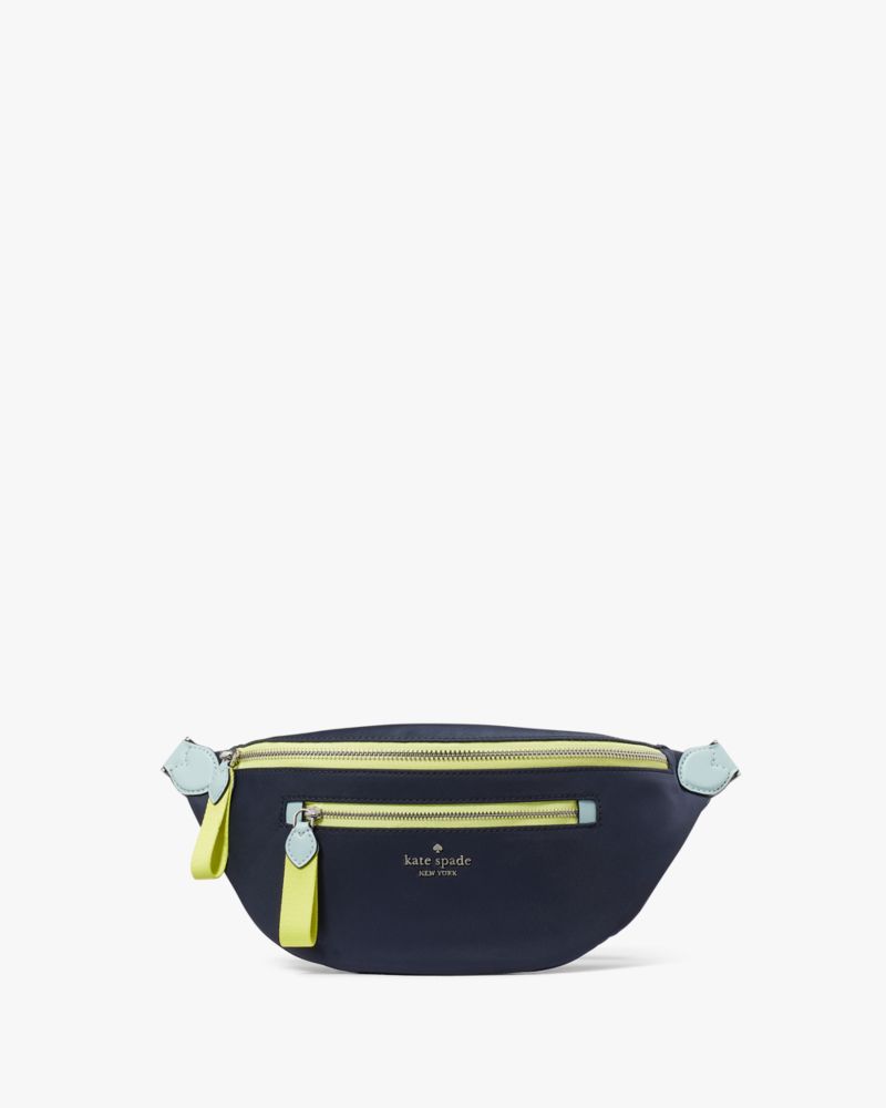 Kate Spade,Chelsea Colorblock Belt Bag,Lining Recycled Polyester,Lining Nylon,Belt Bag,Logo,Metal,Zipper,Lined,Casual,Navy