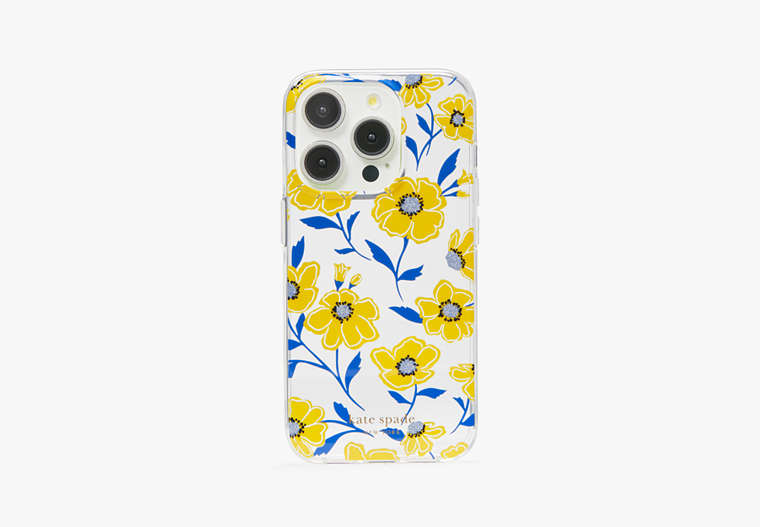 Kate Spade,Sunshine Floral iPhone 15 Pro Case,Clear Multi