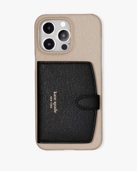 Kate Spade,Morgan Colorblocked iPhone 15 Pro Max Cardholder Case,Earthenware Black Multi