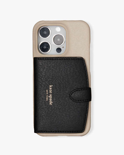 Kate Spade,Morgan Colorblocked iPhone 15 Pro Cardholder Case,Earthenware Black Multi