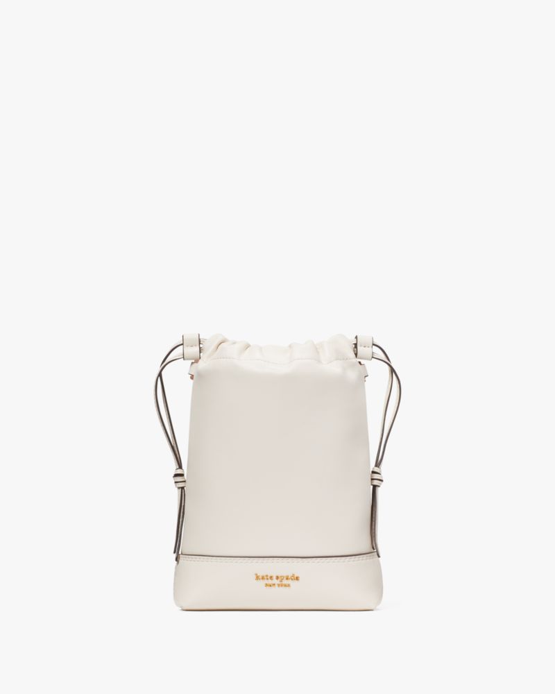 Kate Spade,Eva Bucket Phone Crossbody,Leather,Crossbody,Logo,Metal,Casual,Cream