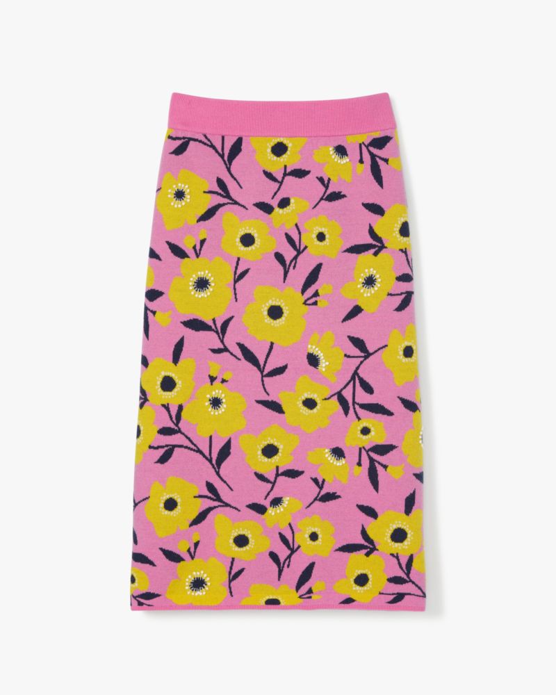 Kate Spade,Sunshine Floral Embellished Pencil Skirt,Polyester,Polyamide,Spandex,Wool,Pencil,No Embellishment,Day Party,Pink