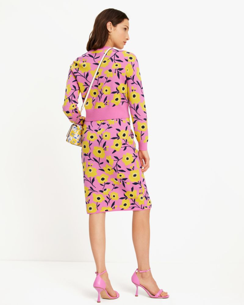 Kate Spade,Sunshine Floral Embellished Cardigan,Wool,Spandex,Polyamide,Polyester,Cardigan,No Embellishment,Casual,Pink
