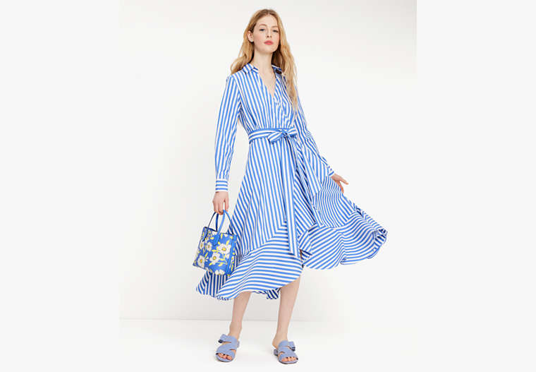Kate Spade,Julia Stripe Wrap Dress,Wear to Work,Wild Blue Iris/Fresh image number 0