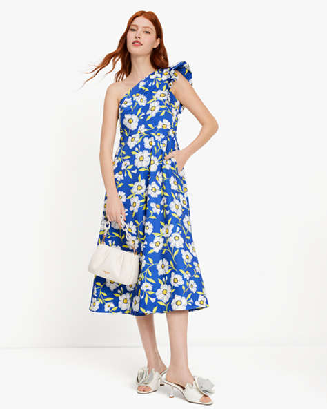 Kate Spade,Sunshine Floral One-Shoulder Dress,Sunshine Floral print,Wild Blue Iris