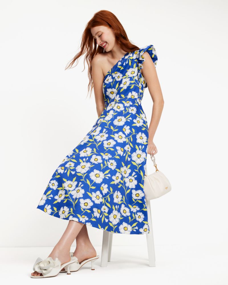 Kate Spade,Sunshine Floral One-Shoulder Dress,Sunshine Floral print,Cocktail,Wild Blue Iris