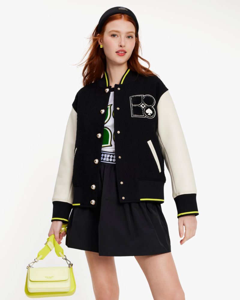 Kate Spade,Noel Bomber Jacket,Black/Cream