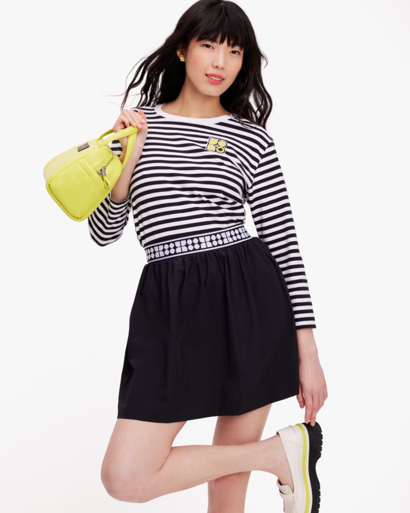 Kate Spade,Noel Stripe T-shirt,Jersey,Cotton,T Shirt,Logo,Applique,Casual,