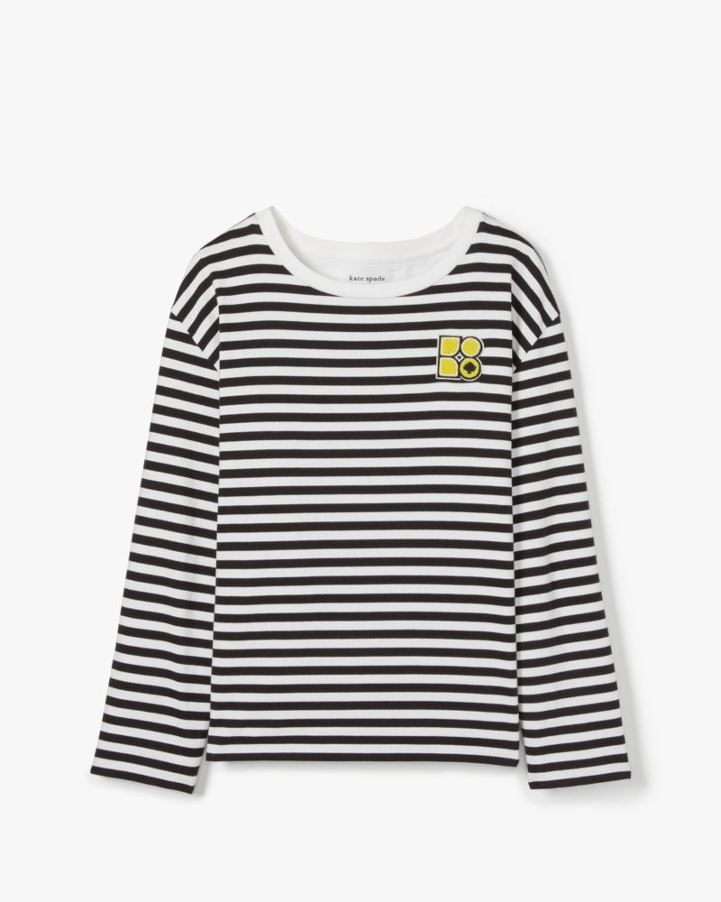 Kate Spade,Noel Stripe T-shirt,Jersey,Cotton,T Shirt,Logo,Applique,Casual,