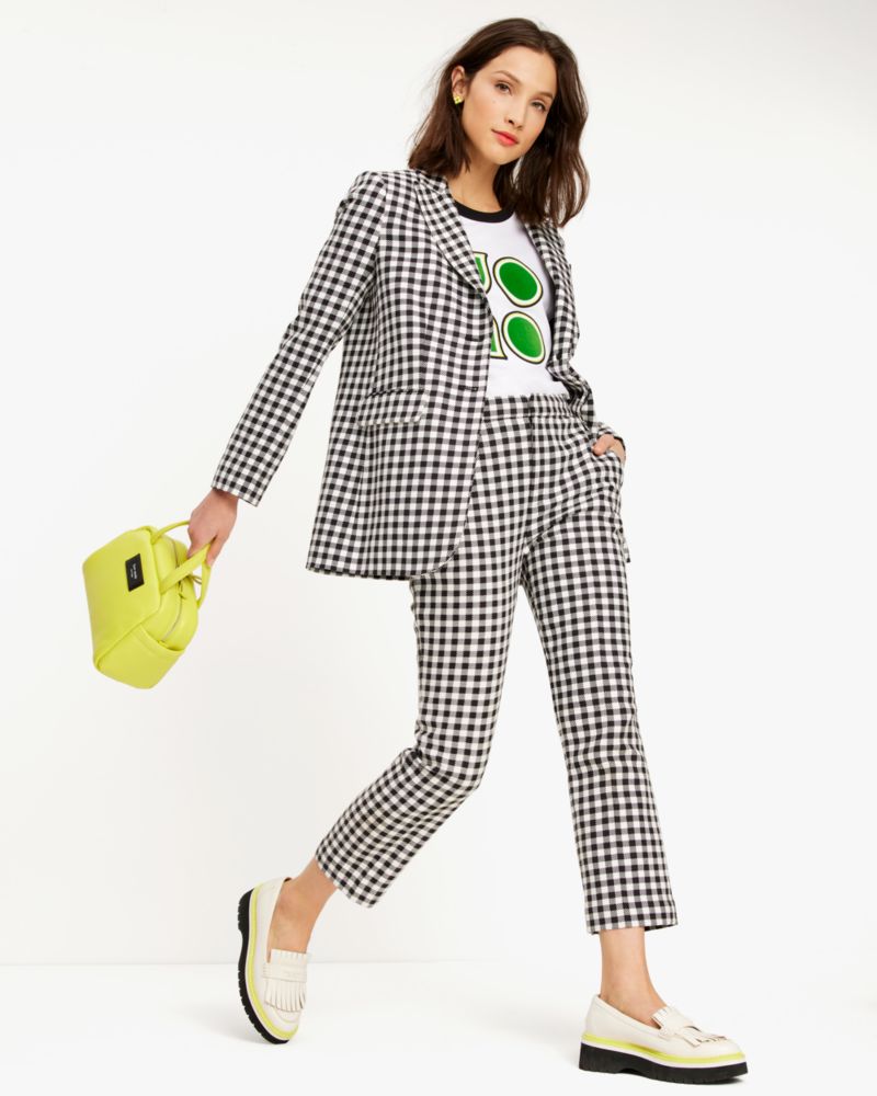 Kate Spade,Spring Gingham Pants,Black/Cream