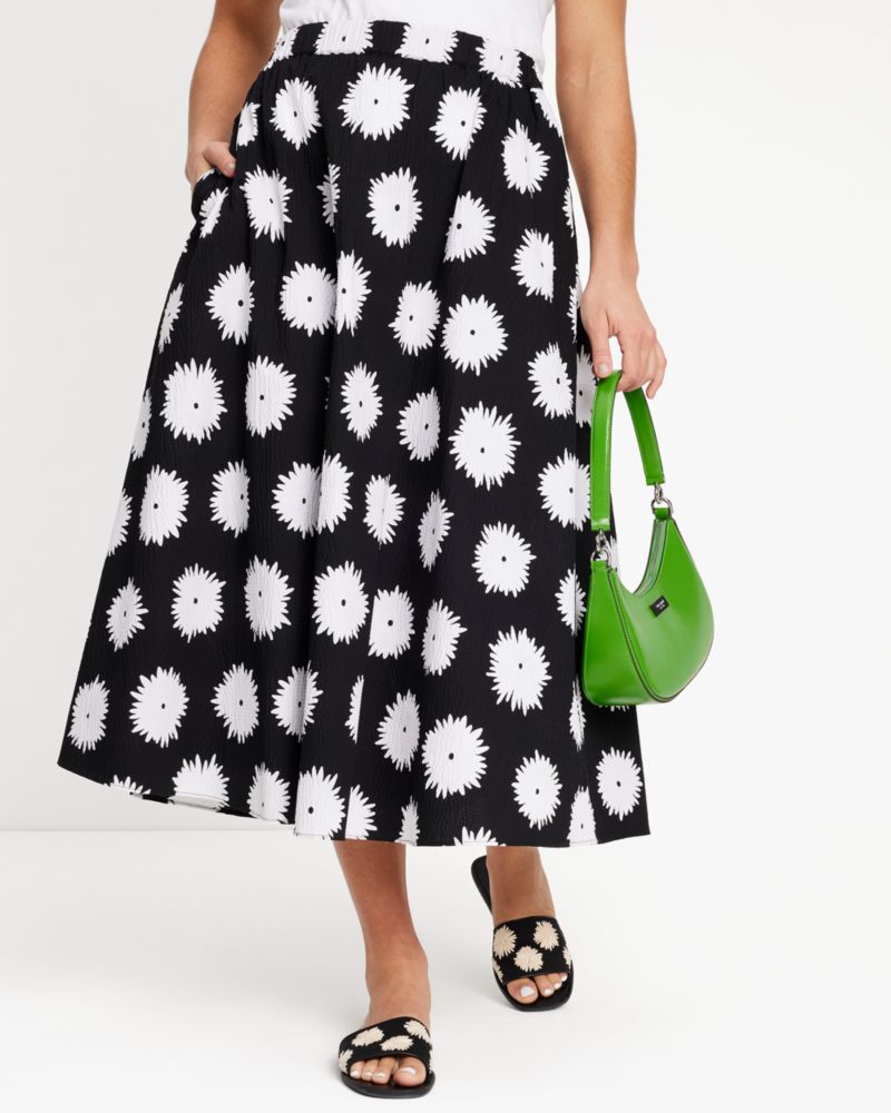 Kate Spade,Pom Pom Floral Skirt,Spandex,Cotton,A-Line,No Embellishment,Day Party,