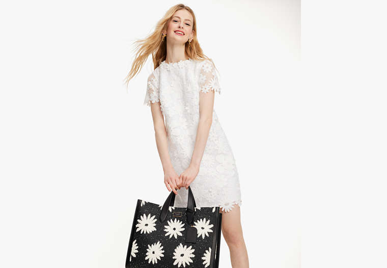 Kate Spade,Floral Lace Shirtdress,Fresh White image number 0