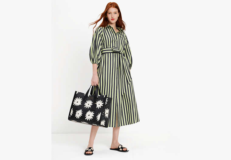 Kate Spade,Springtime Stripe Shirtdress,Wasabi/Black/Verte image number 0