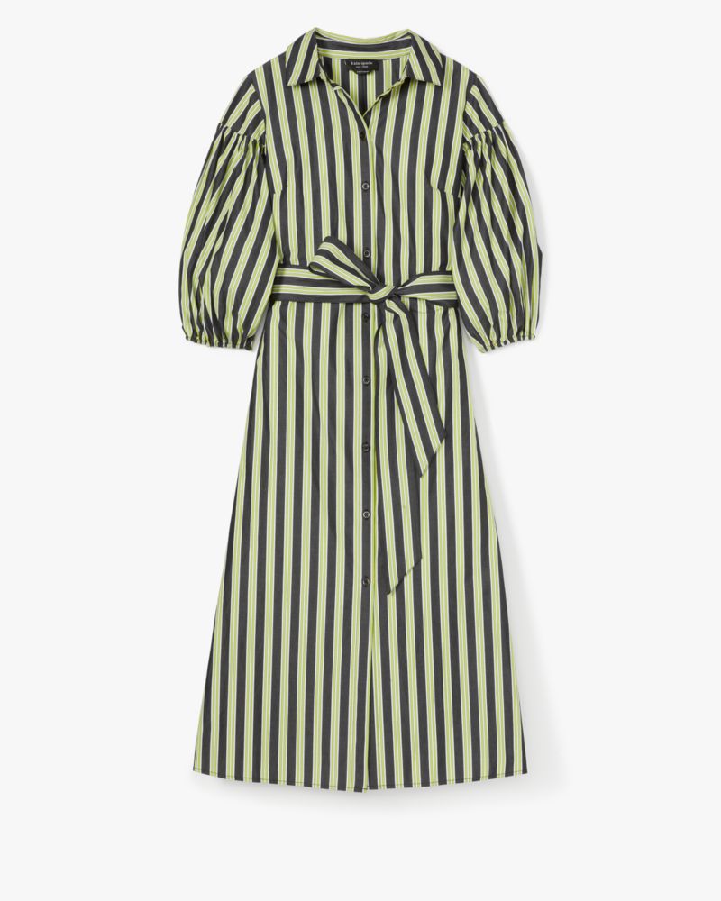 Kate Spade,Springtime Stripe Shirtdress,Wasabi/Black/Verte