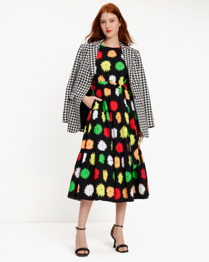 Kate Spade,Pom Pom Floral Lawn Dress,Black Multi