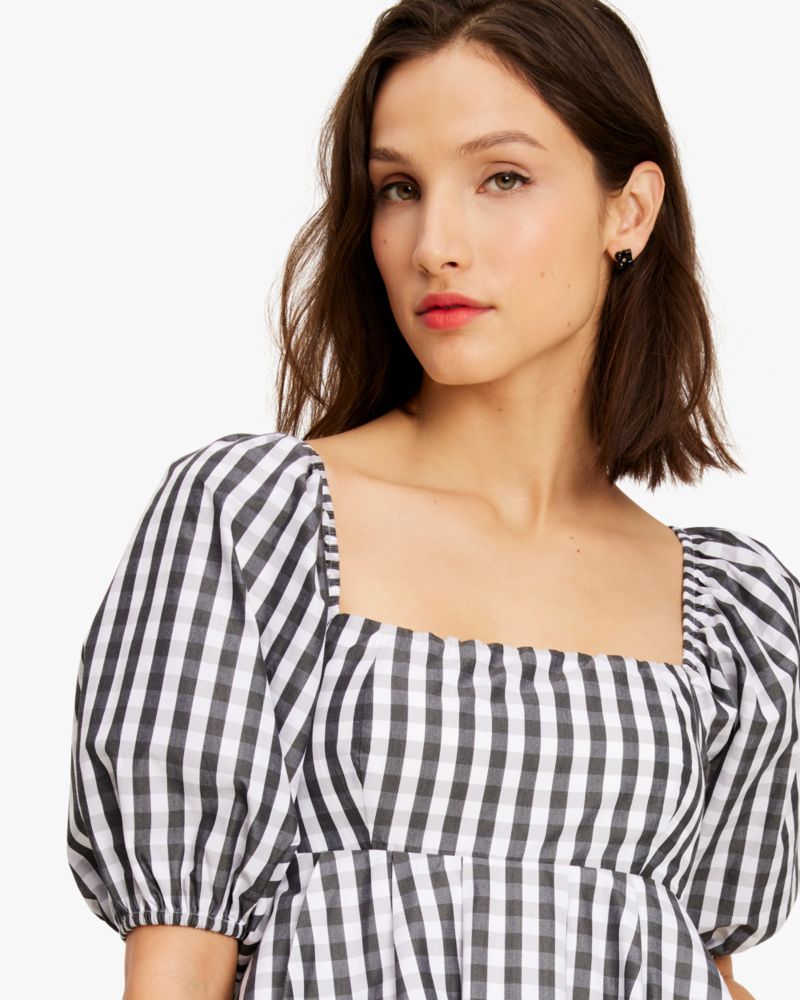 Kate Spade Spring Gingham Puff Sleeve Dress. 5