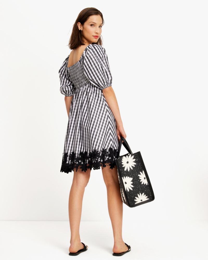 Kate Spade Spring Gingham Puff Sleeve Dress. 6