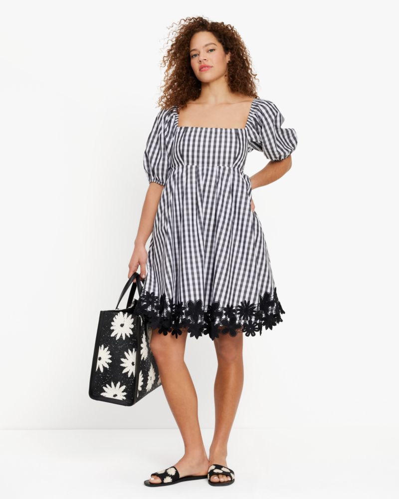 Kate Spade Spring Gingham Puff Sleeve Dress. 8