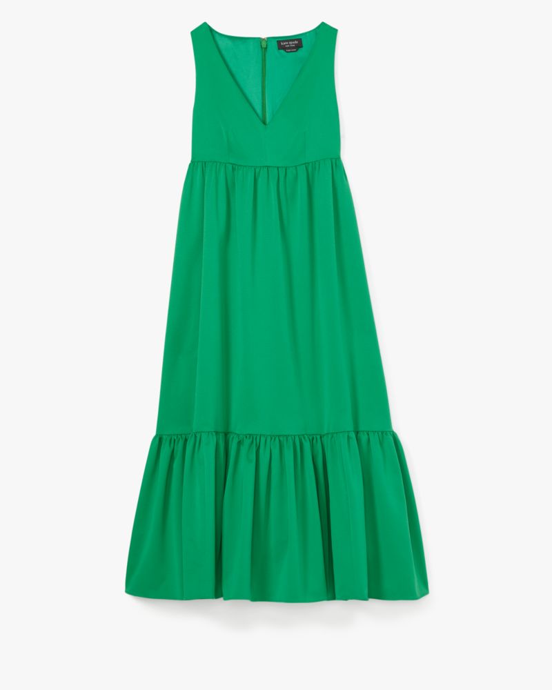 Kate Spade,Faille V-neck Midi Dress,Vert De Terre