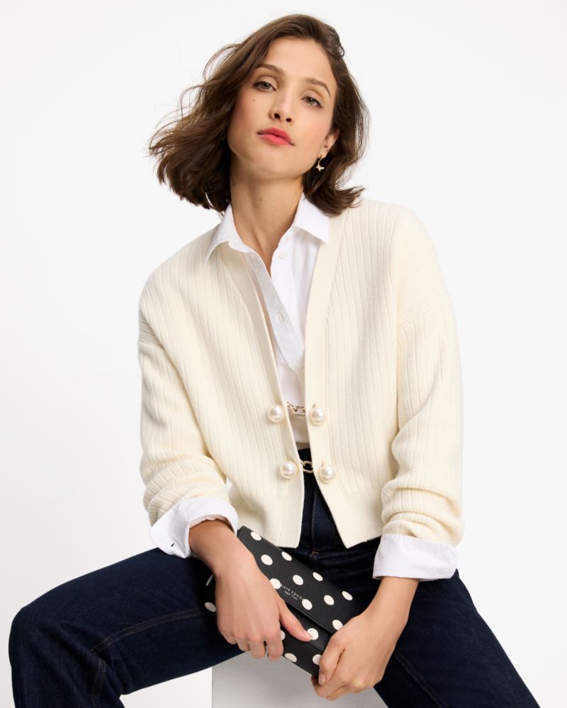 Ribbed Pearl Cardigan | Kate Spade New York