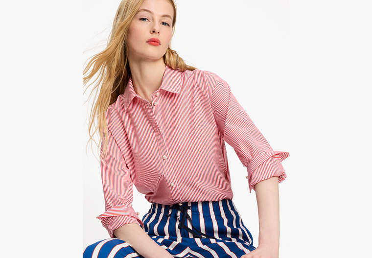 Kate Spade,Festive Stripe Shirt,Ponderosa Red/Fresh