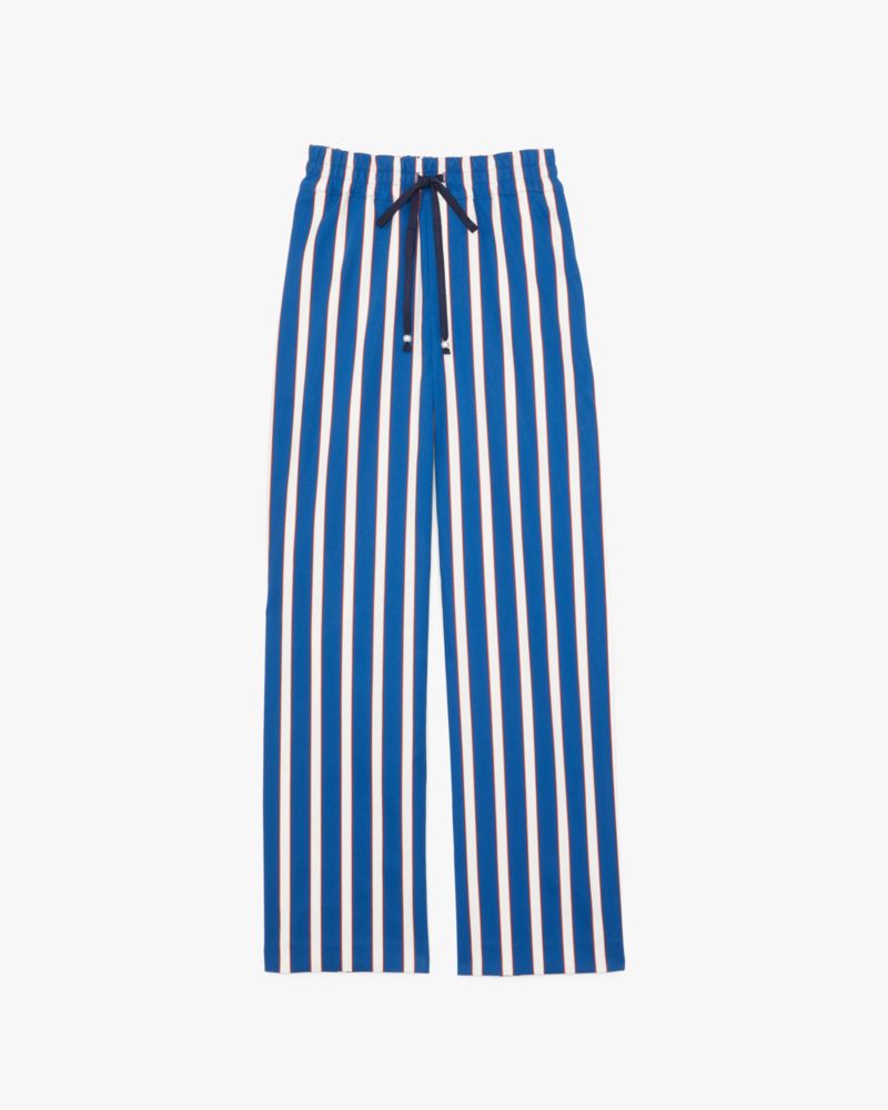 Kate Spade,Awning Stripe Pants,Cotton,Straight,Drawstring,Casual,Multi Color