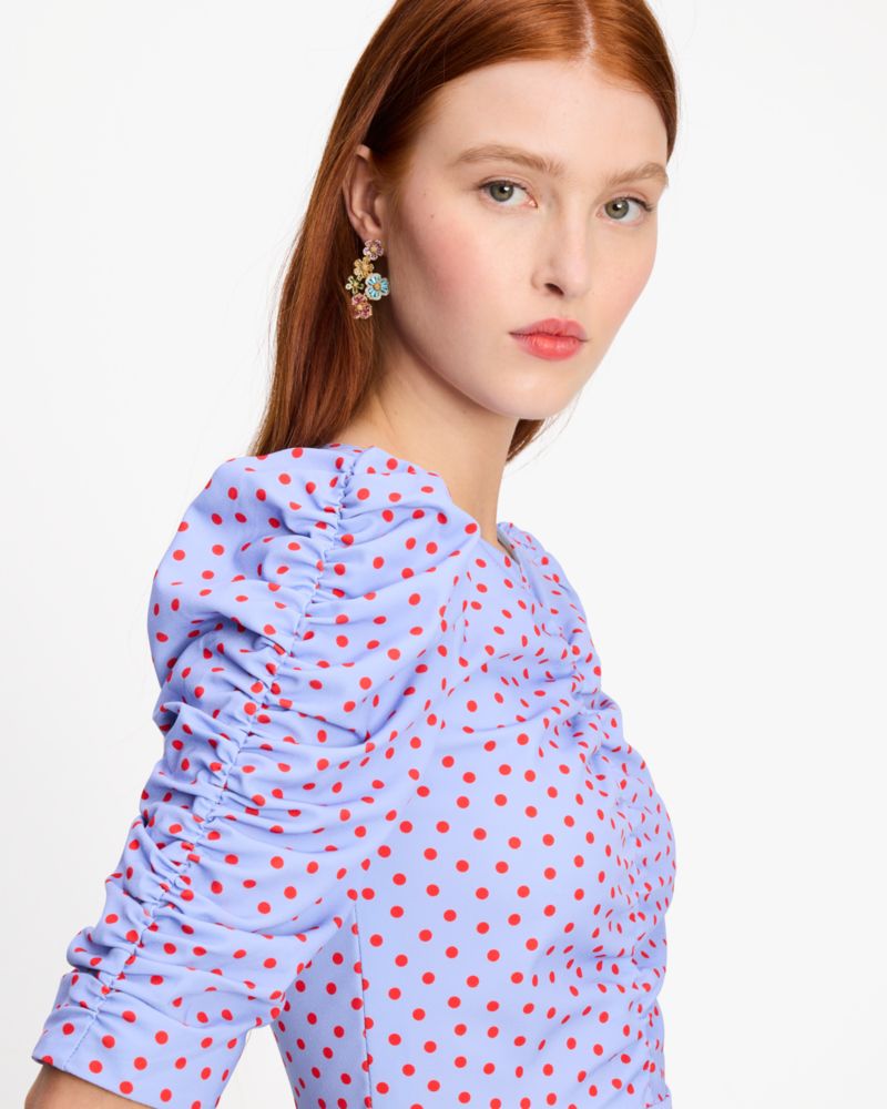 Kate Spade,Spring Time Dot Ruched Top,Cosmic Zen