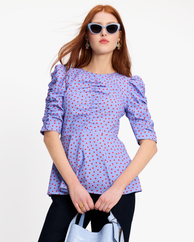 Spring Time Dot Ruched Top | Kate Spade New York