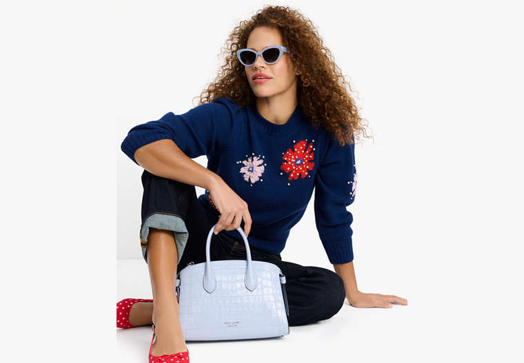 Kate Spade,Floral Embellished Sweater,French Navy