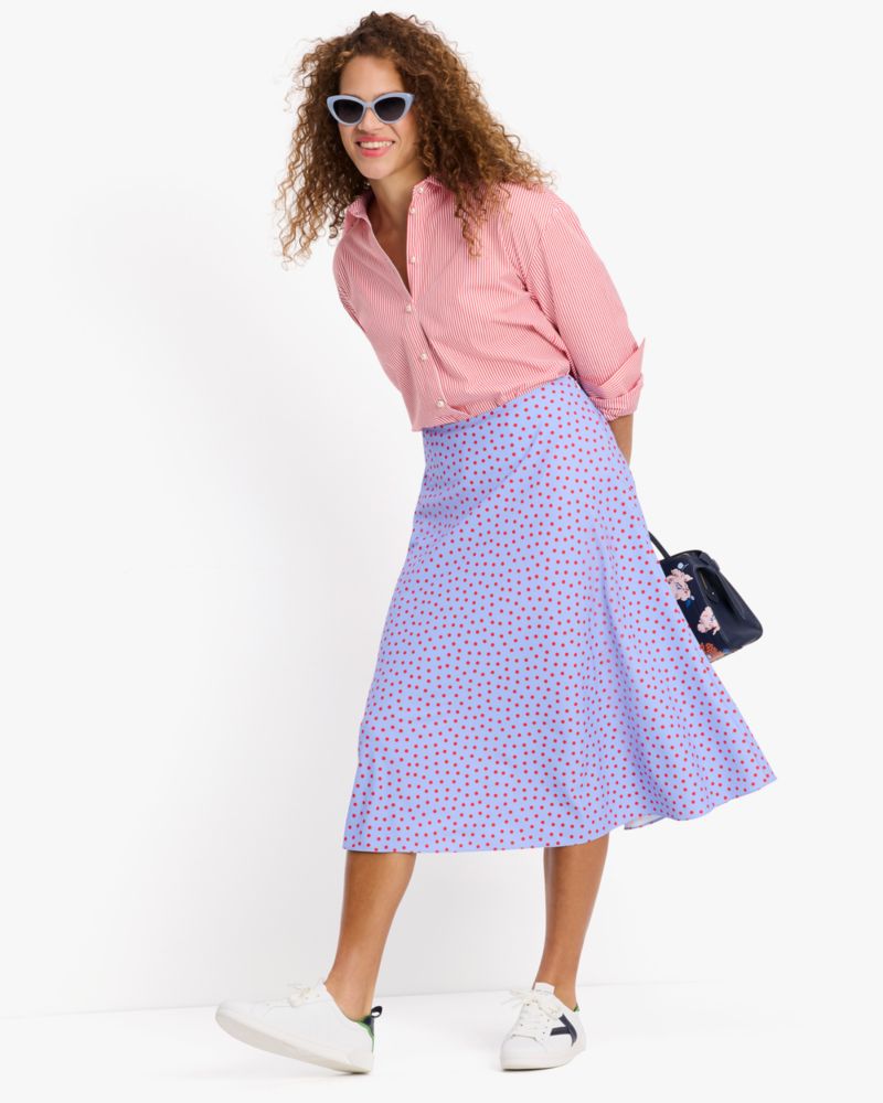 Kate Spade,Spring Time Dot Skirt,Spandex,Polyester,A-Line,No Embellishment,Day Party,