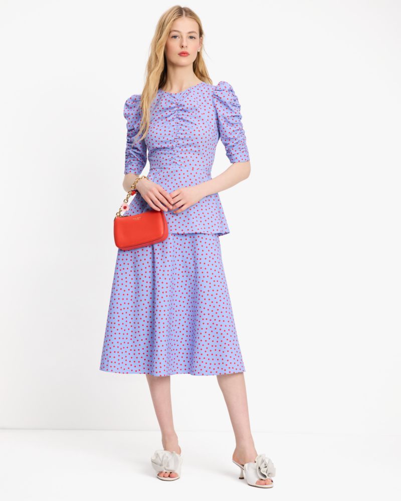 Kate Spade,Spring Time Dot Skirt,Polyester,A-Line,No Embellishment,Casual,Multi Color