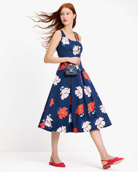 Kate Spade,Dotty Floral Faille Dress,French Navy
