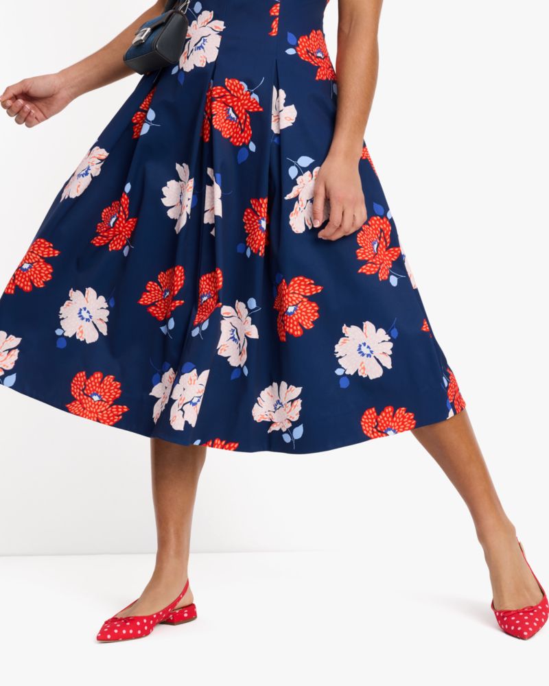 Kate Spade,Dotty Floral Faille Dress,French Navy