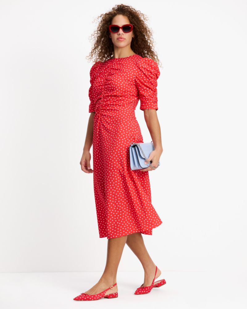 Spring Time Dot Ruched Dress