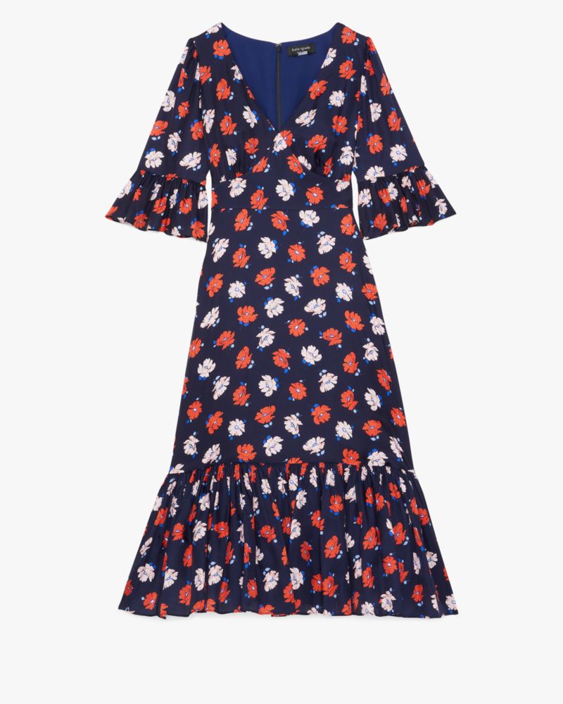 Kate Spade,Dotty Floral Flounce Dress,French Navy