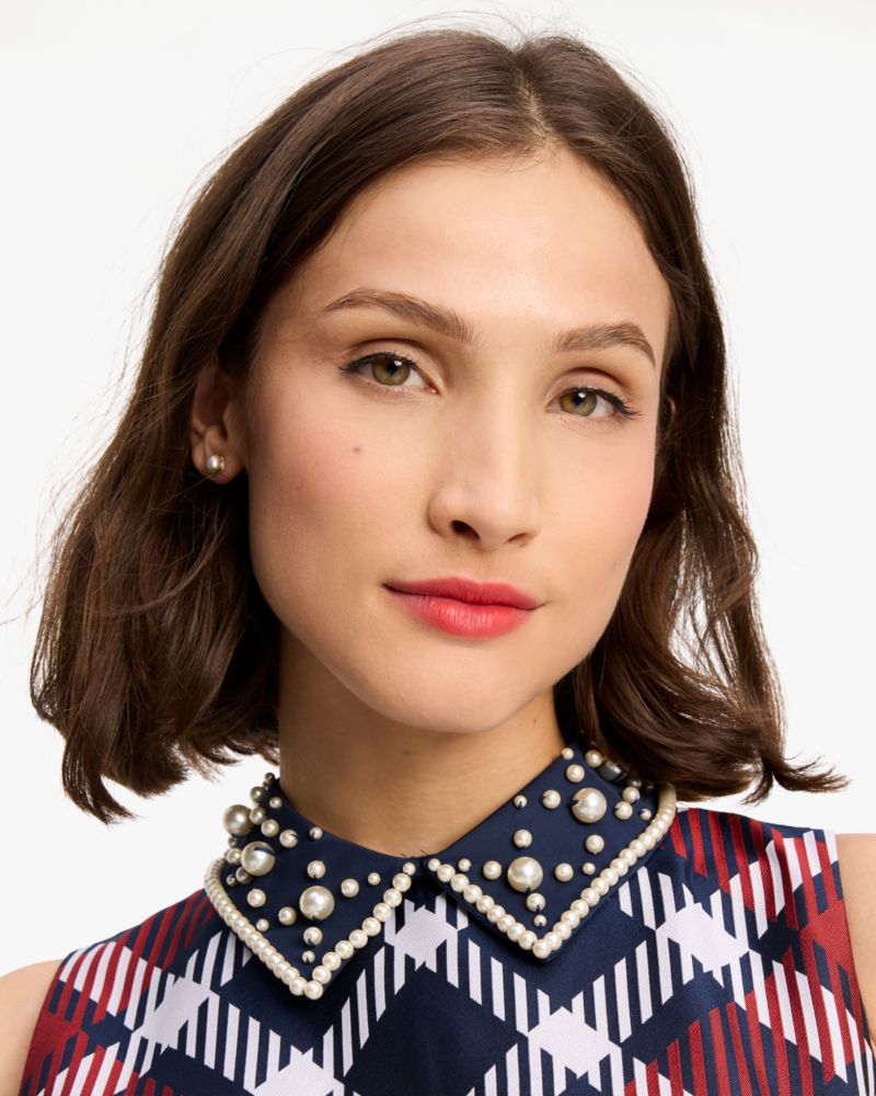 Kate Spade,Jumbo Plaid Dress,Spandex,Polyester,Lining Polyester,Sheath,Pearl,Day Party,