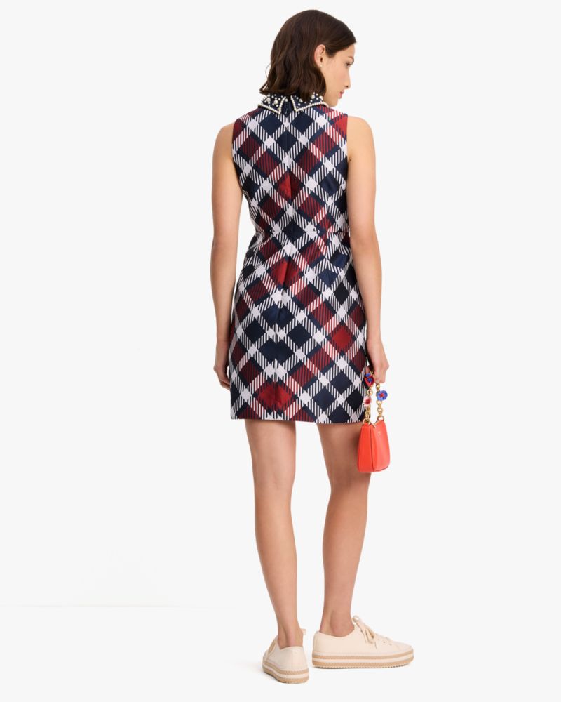 Kate Spade,Jumbo Plaid Dress,Spandex,Polyester,Lining Polyester,Sheath,Pearl,Day Party,Multi Color