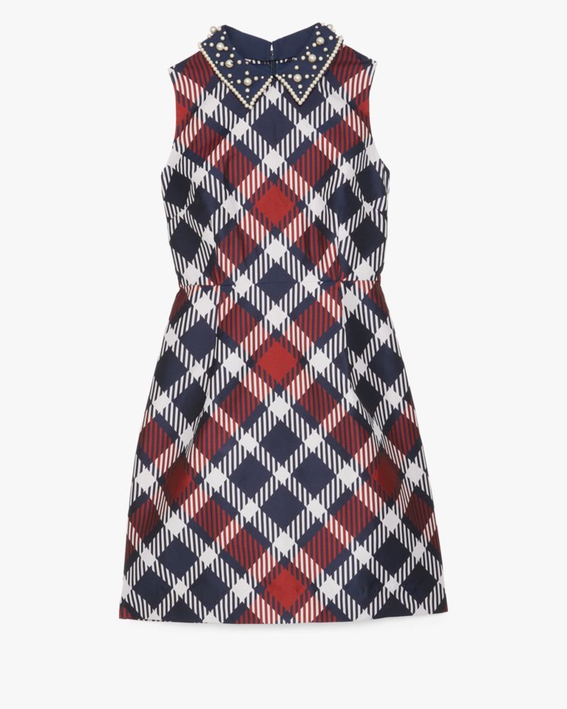 Kate Spade,Jumbo Plaid Dress,Spandex,Polyester,Lining Polyester,Sheath,Pearl,Day Party,Multi Color