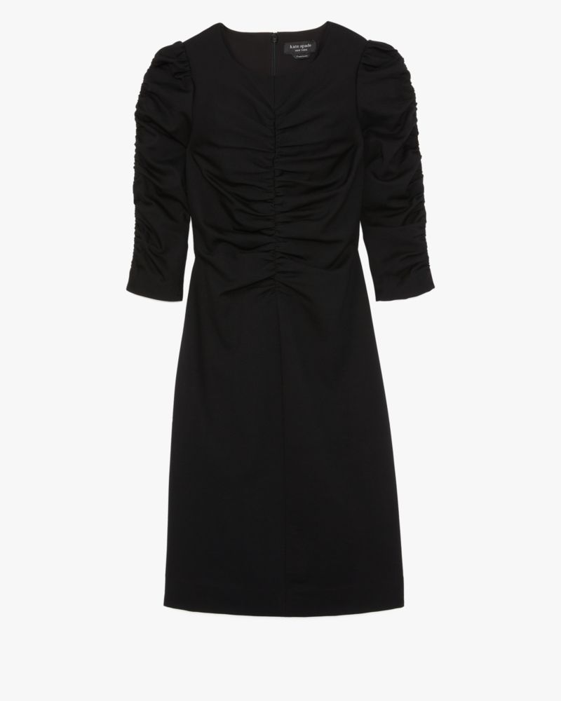 Kate Spade,Ruched Ponte Dress,Spandex,Lining Polyester,Polyamide,Viscose,Sheath,Ruched,Cocktail,Black