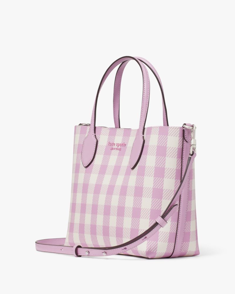 Kate Spade,Bleecker Gingham Medium Crossbody Tote,Berry Cream Multi